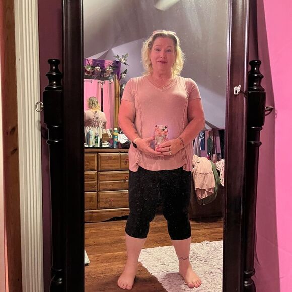 Knox Rose XL Pink Top Lace Inset Lace-up Back Boho - Picture 2 of 12